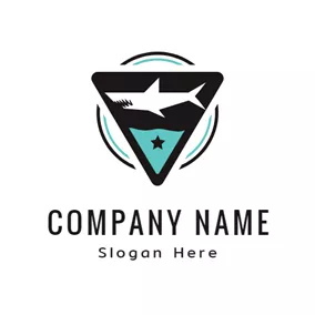 航海 Logo Black Triangle and White Shark logo design