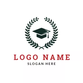 学校ロゴ Black Wheat and Mortarboard logo design