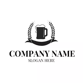 小酒館 Logo Black Wheat and White Beer logo design