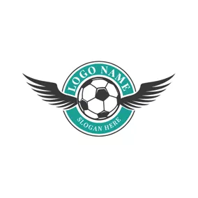 Football Club Logo Black Wing and Football logo design