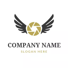 Logotipo De Creatividad Black Wing and Yellow Lens logo design