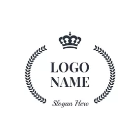 豪華　ロゴ Black Wreath and Crown logo design