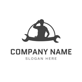 Plumbing Logo Black Wrench and Handyman logo design