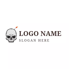 かっこいいロゴ Blasting Fuse and Human Skeleton logo design