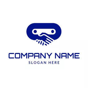 Management Logo Blinder and Handshake Icon logo design