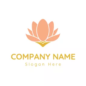 花盛りのロゴ Blooming Pink Lotus logo design