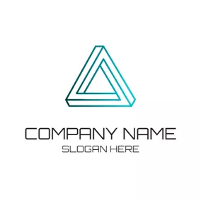 數學Logo Blue 3D Triangle logo design