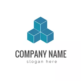 Corporate Logo Blue Accumulational 3D Cube logo design