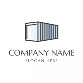 Rectangle Logo Blue and Black Wooden Container logo design