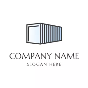 Figure Logo Blue and Black Wooden Container logo design