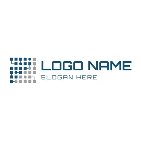 Logótipo De Lasca Blue and Gray Big Data logo design