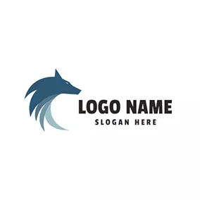 ロボロゴ Blue and Gray Wolf Head logo design