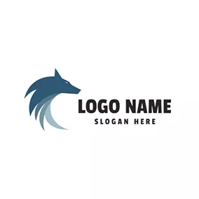 灰狼logo Blue and Gray Wolf Head logo design