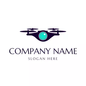 Aerial Logo Blue and Green Drone logo design