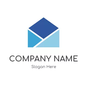Communicate Logo Blue and Green Envelope logo design