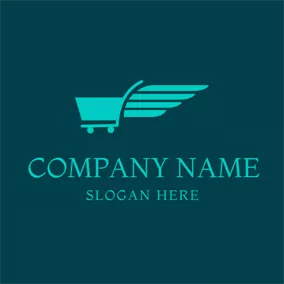 零售 & 销售Logo Blue and Green Shopping Cart logo design