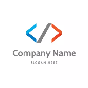Code Logo Blue and Orange Code Symbol logo design