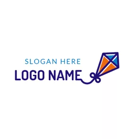 風箏 Logo Blue and Orange Kite logo design