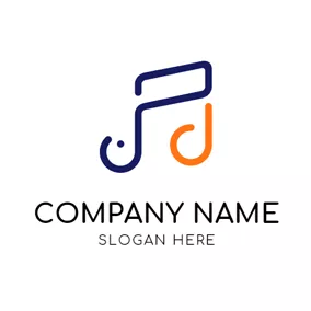 Violin Logo Blue and Orange Note logo design