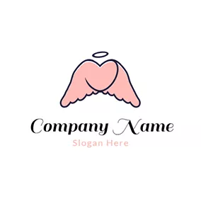 Logótipo De Beleza Blue and Pink Angel Wing logo design