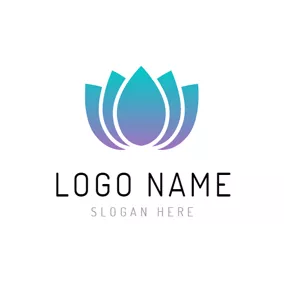 Gradient Logo Blue and Purple Lotus Flower logo design