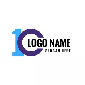 Logotipo De Número Blue and Purple Number Ten logo design