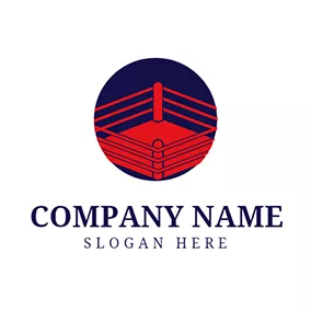 Box Logo Blue and Red Boxing Ring logo design