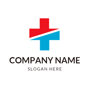 professional cross logo in blue and red