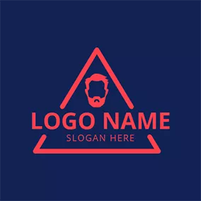 Logótipo Barba Blue and Red Hipster Man logo design