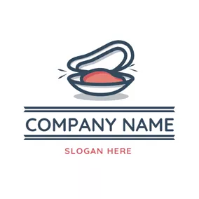 Oyster Logo Blue and Red Shell logo design