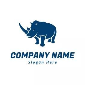 Logotipo De Rinoceronte Blue and Strong Rhino logo design