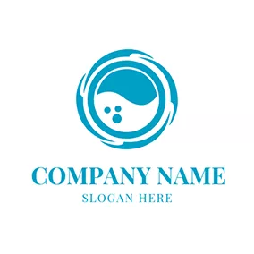 Cleaning Logo Blue and White Automatic Washer logo design