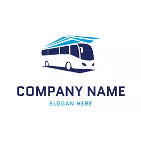 物流・運送　ロゴ Blue and White Bus Icon logo design