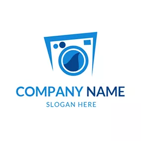 ロゴを消去する Blue and White Dry Washer logo design