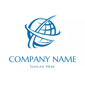 物流・運送　ロゴ Blue and White Globe Icon logo design