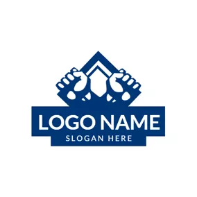 Competition Logo Blue and White Hand logo design