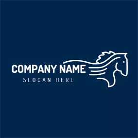 馬Logo Blue and White Horse logo design
