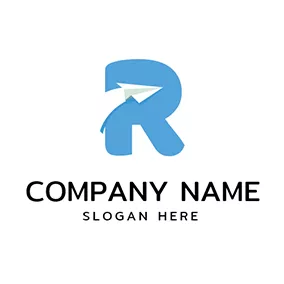 Emblem Logo Blue and White Letter R logo design