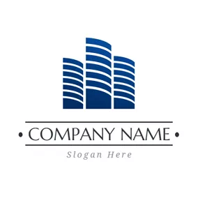 Contractor Logo Blue and White Mansion logo design