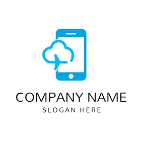 移动网络 Logo Blue and White Mobile Phone logo design