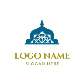 High Logo Blue and White Mosque logo design