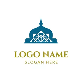 教堂Logo Blue and White Mosque logo design