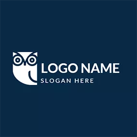 Illustration Logo Blue and White Owl Icon logo design