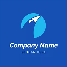 Airliner Logo Blue and White Paper Airplane logo design