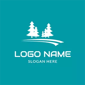 陆地 Logo Blue and White Pine Tree logo design