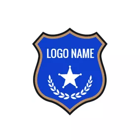 員警Logo Blue and White Police Badge logo design