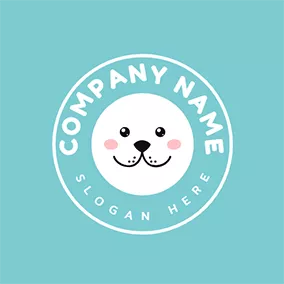 アニメーションロゴ Blue and White Seal Face logo design