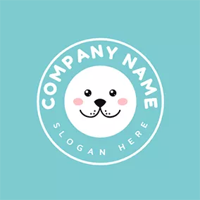 Logotipo De Foca Blue and White Seal Face logo design