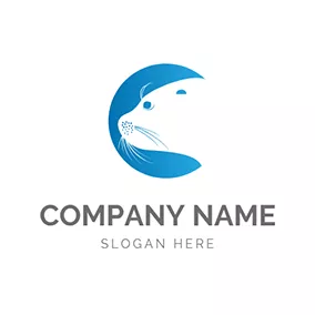 アザラシ　ロゴ Blue and White Seal logo design