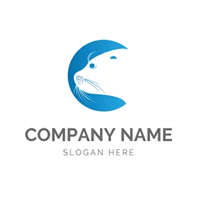 Logotipo De Acuario Blue and White Seal logo design